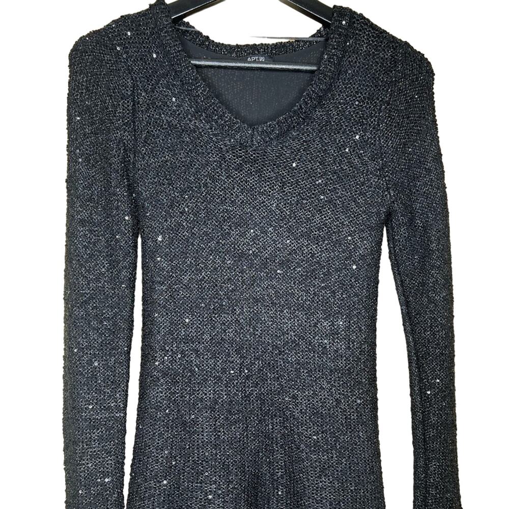 Apt. 9 Size XS Black Long Sleeve Size Mini Sequin Shimmer Sheath Dress